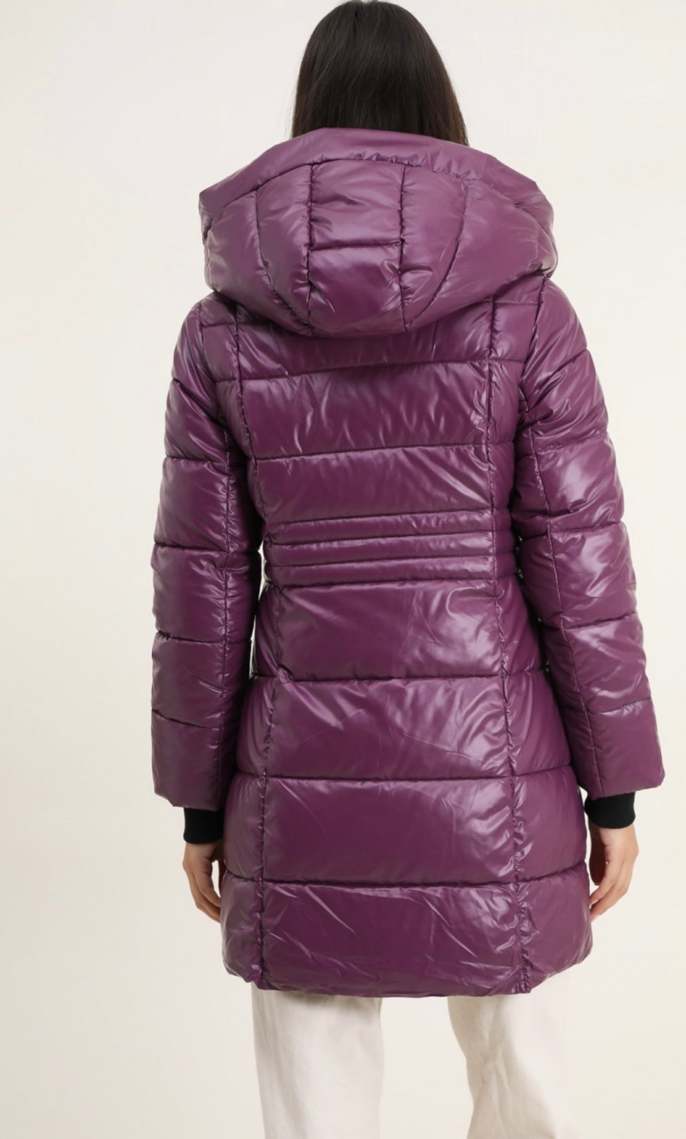 Plum Quilted Midi Coat