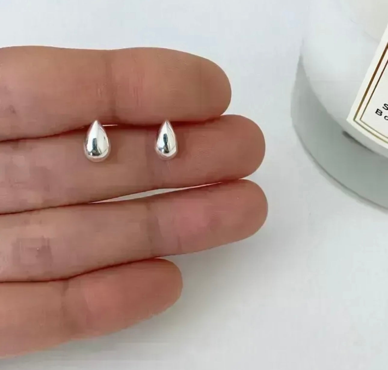 Miniature Silver Teardrop Earrings