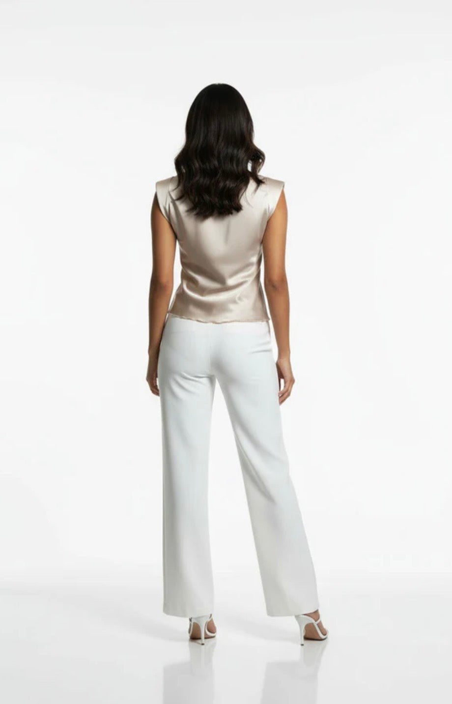 Champagne Satin Cowl Neck Top (one size 8-12)