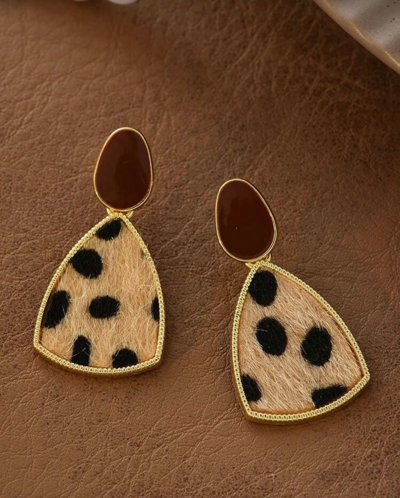 Brown Leopard Print Earrings