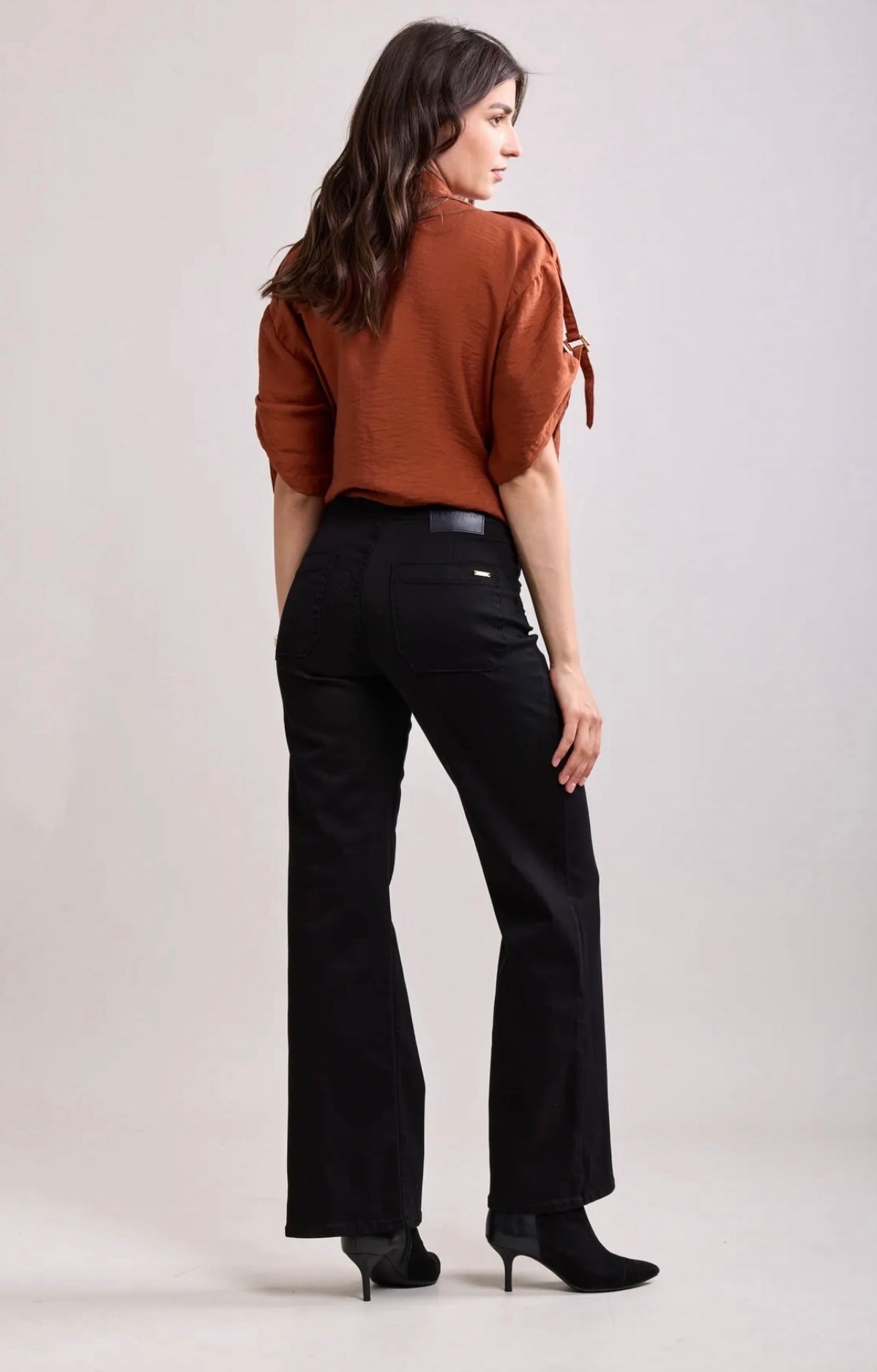 Toxik Statement Button Black Wide Leg Jeans