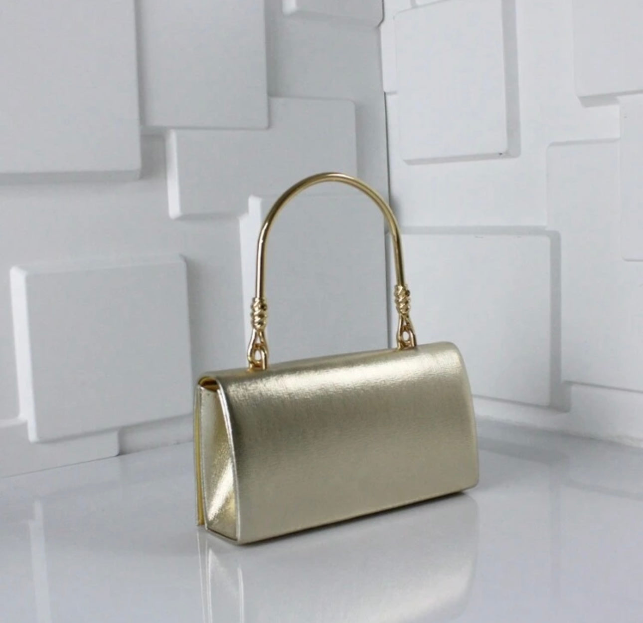 Gold Metallic Handbag With Diamanté Detail