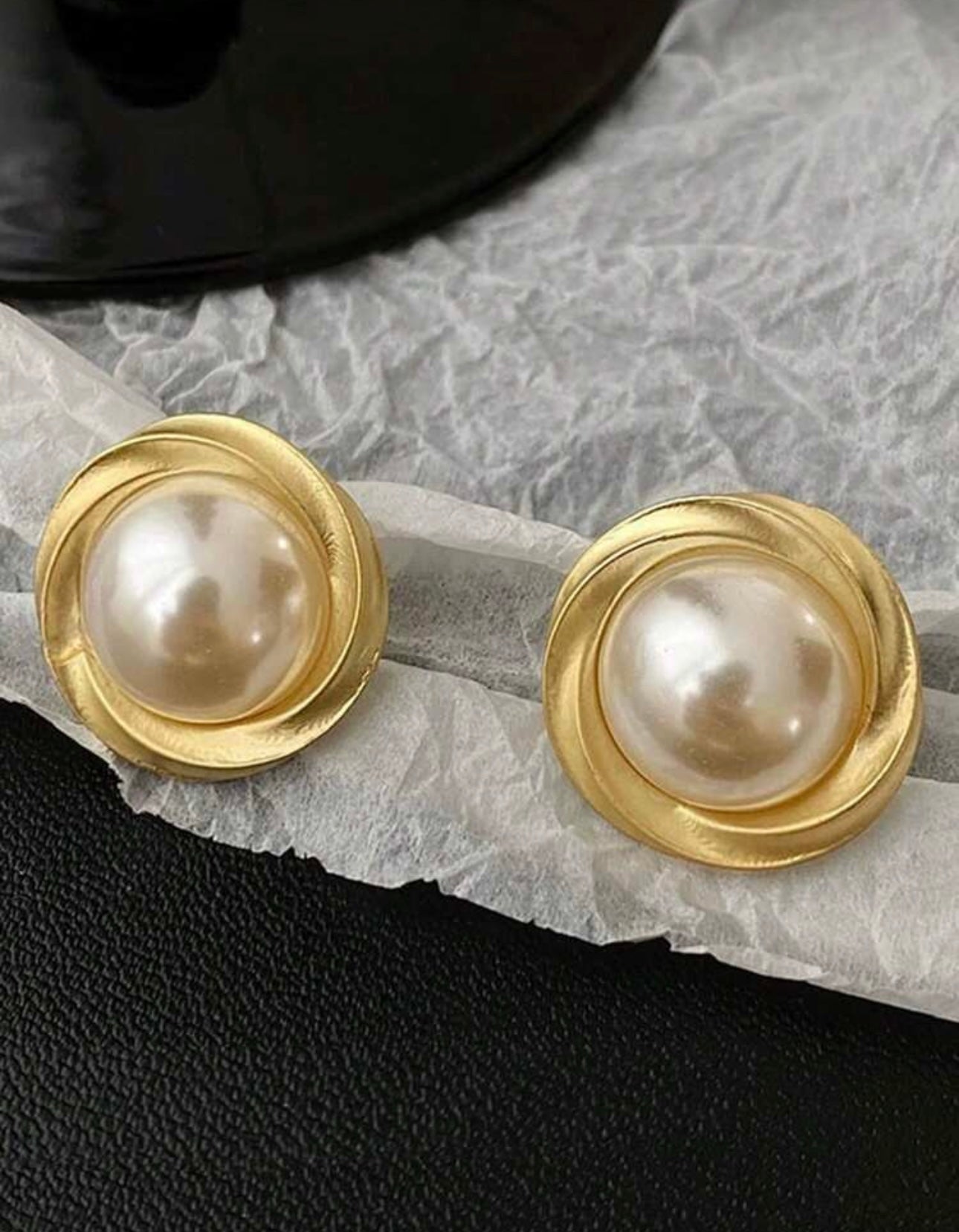 Gold Pearl Statement Earrings