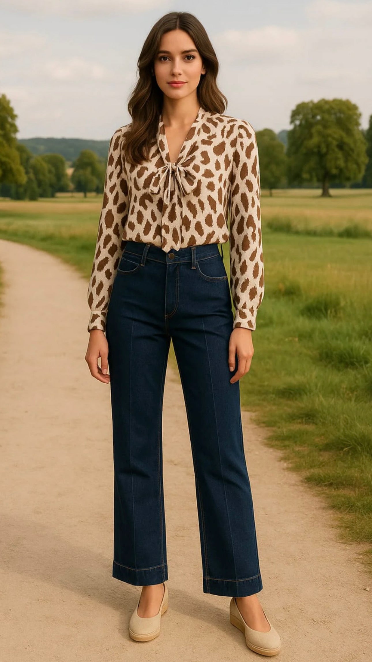 Dark Denim Tapered Wide Leg Jeans