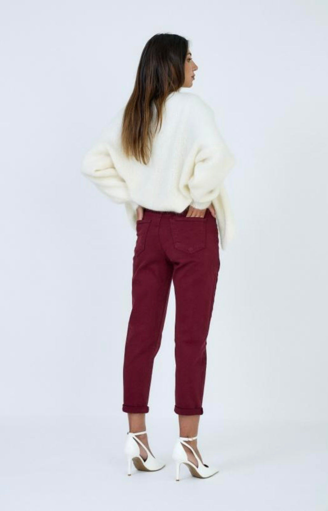 Burgundy Mom Jeans