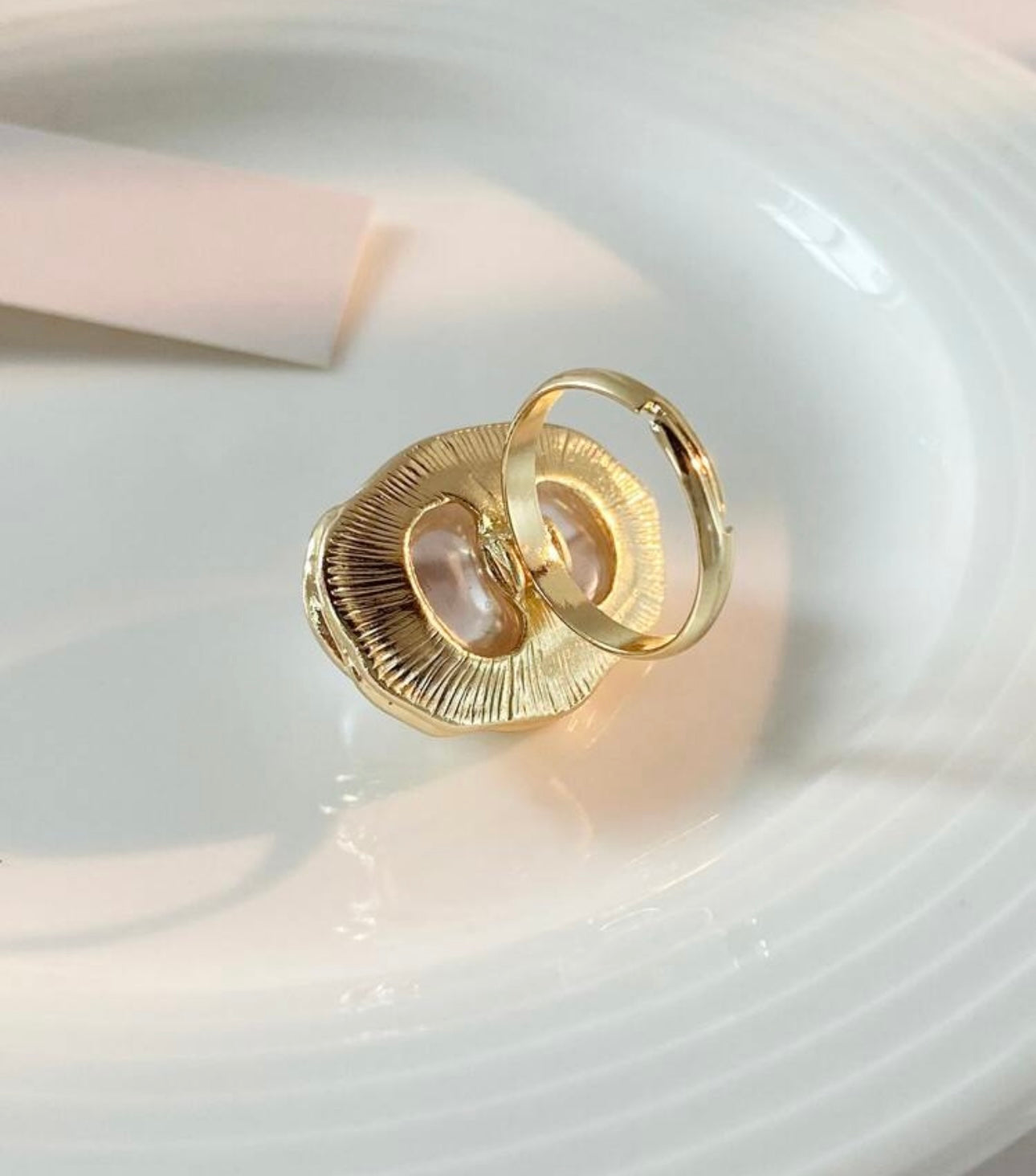 Large Pearl & Gold Oversized Ring