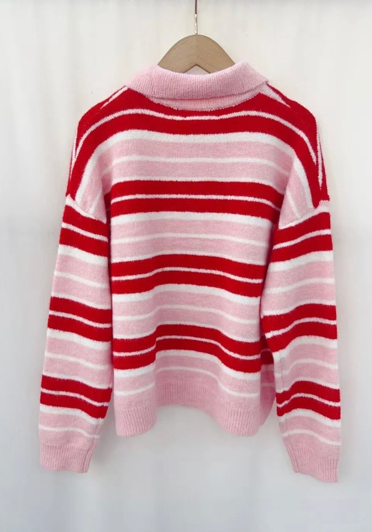 Nina Pink & Red Collar Jumper