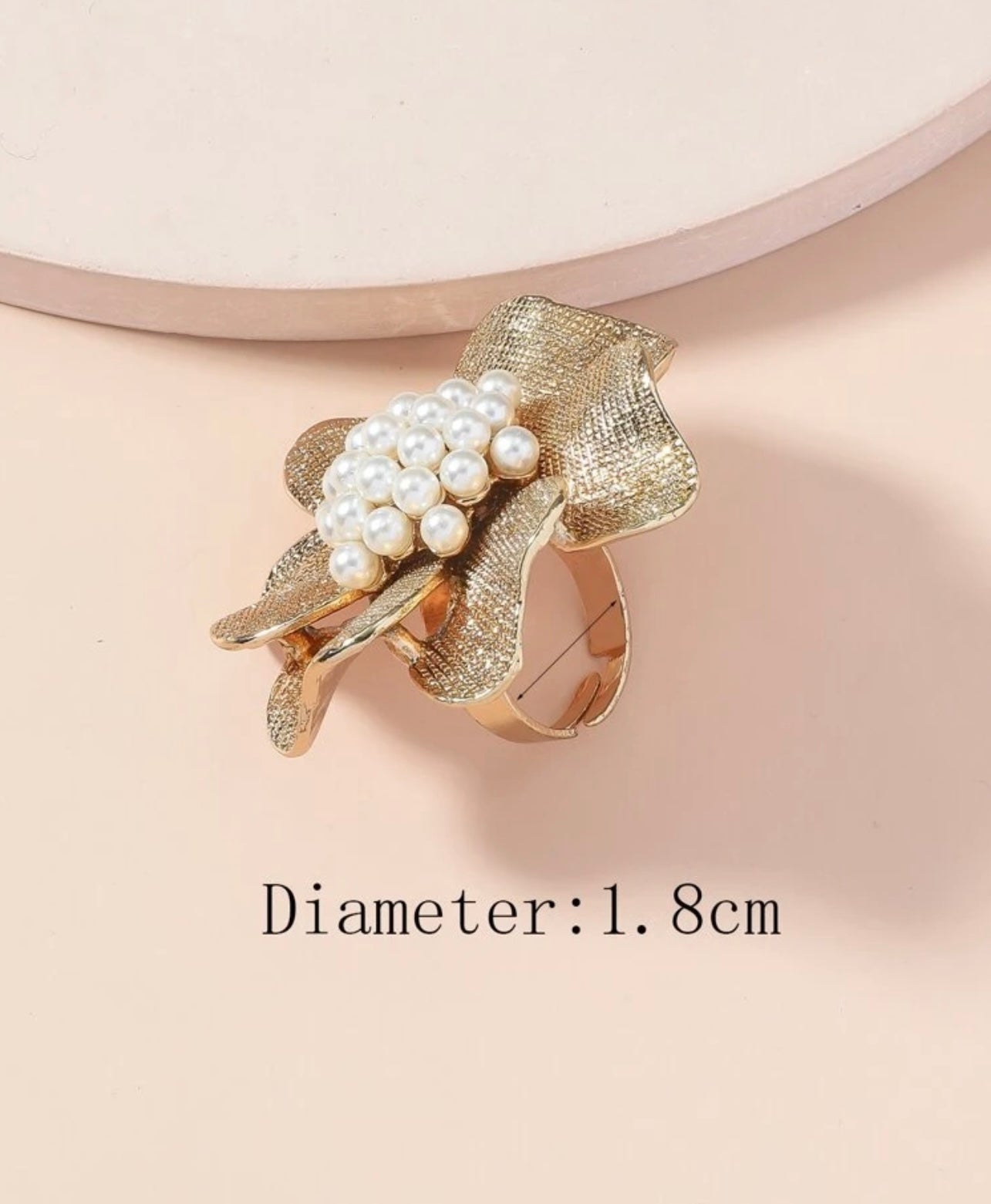 Oversized Pearl Flower Gold Ring