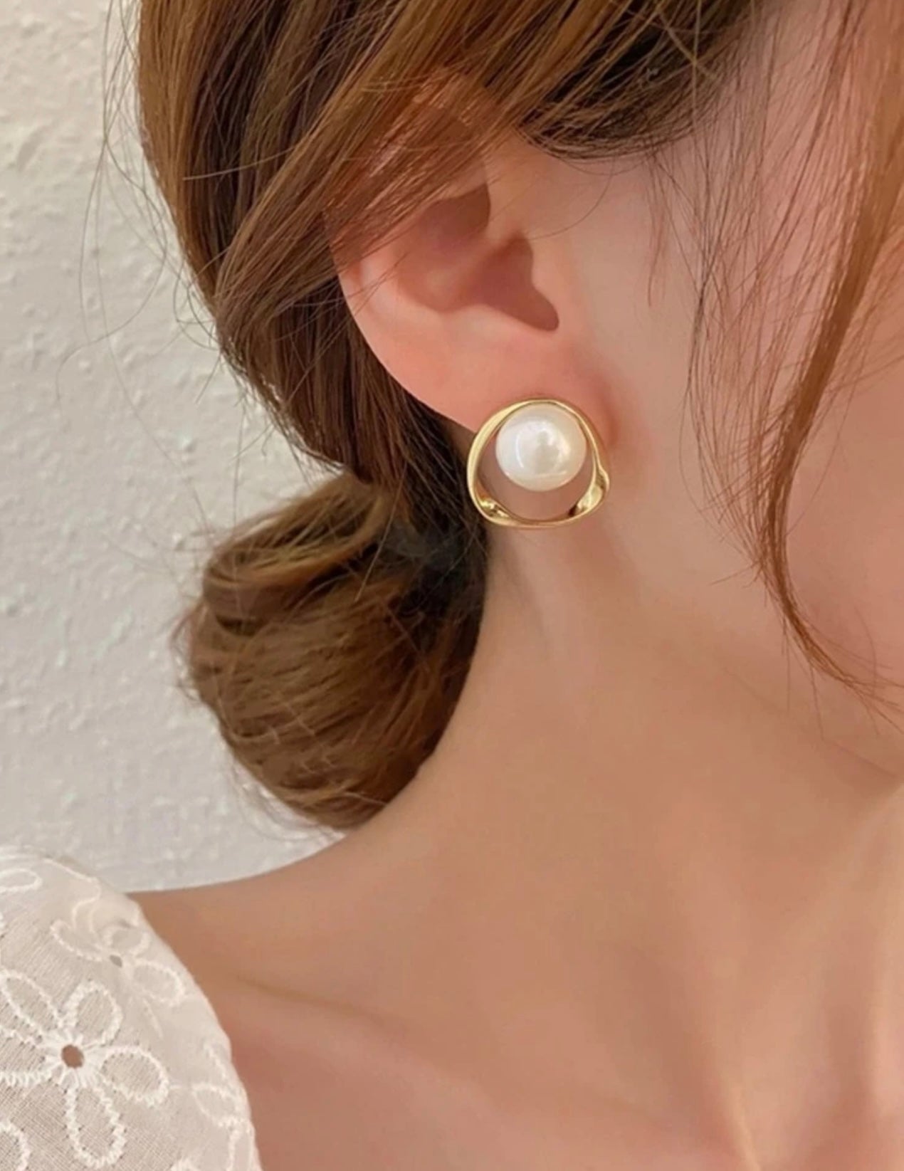 Silver Pearl Irregular Earrings