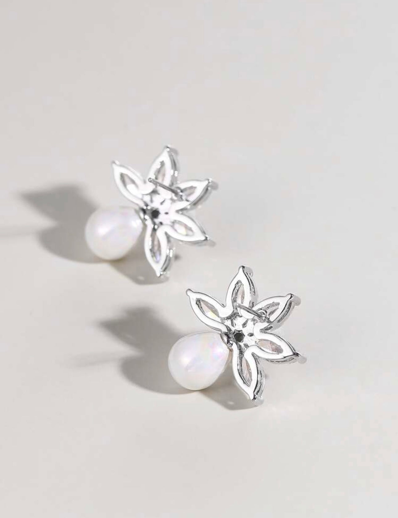 Pearl & Silver Diamanté Earrings