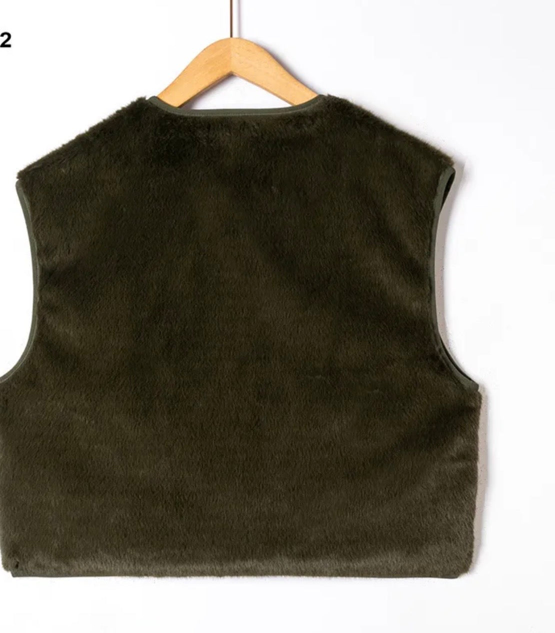 Khaki Faux Fur Button Waistcoat