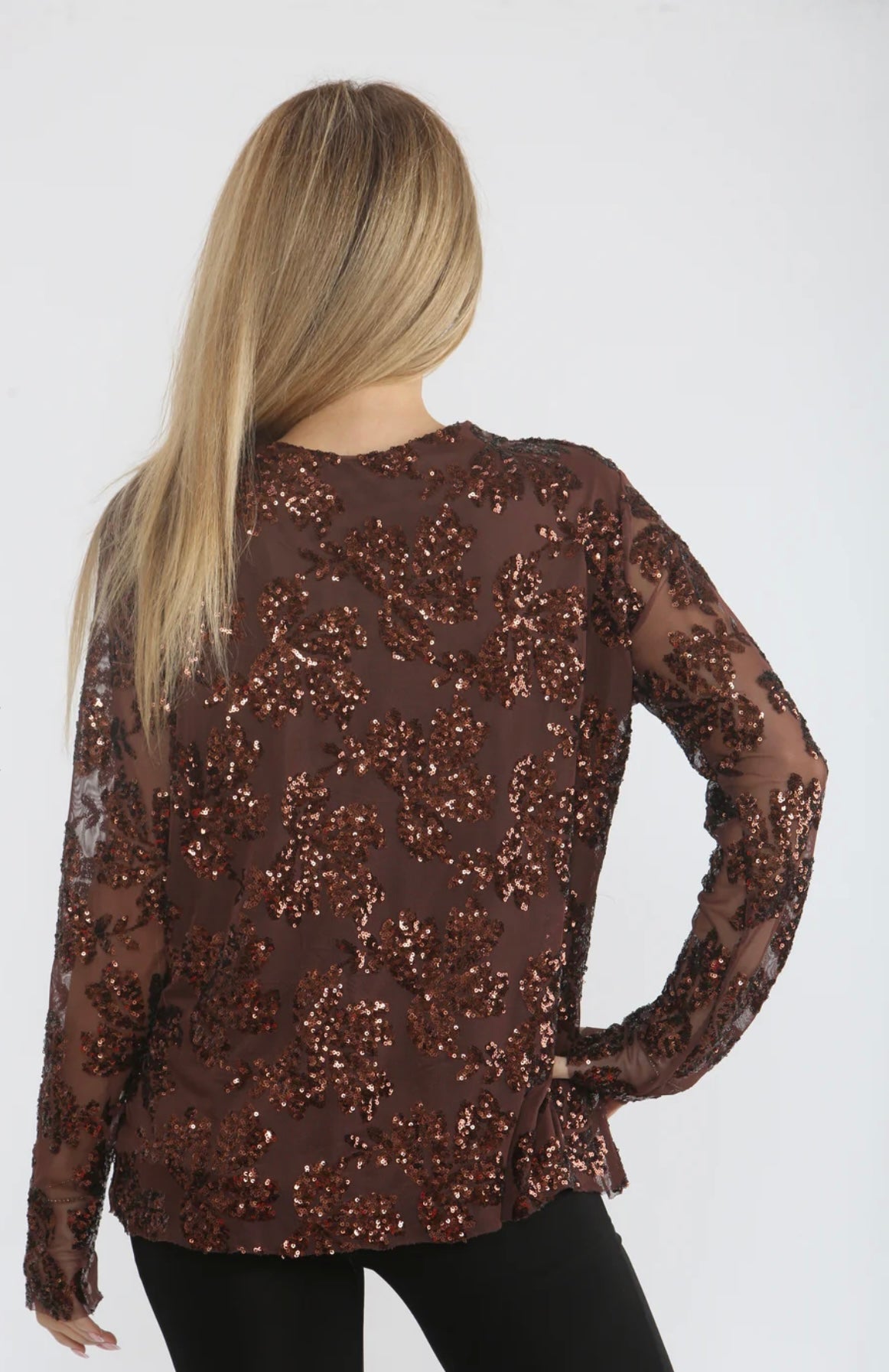 Brown Lurex Sparkly Top