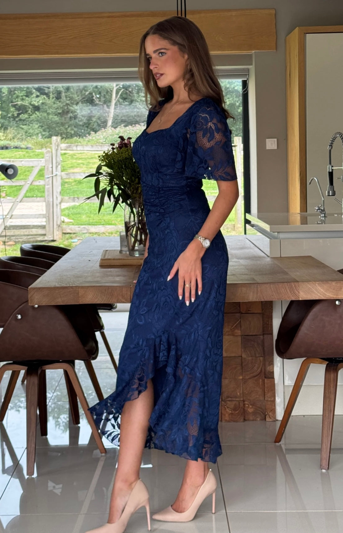 Heidi Dress In Navy Lace