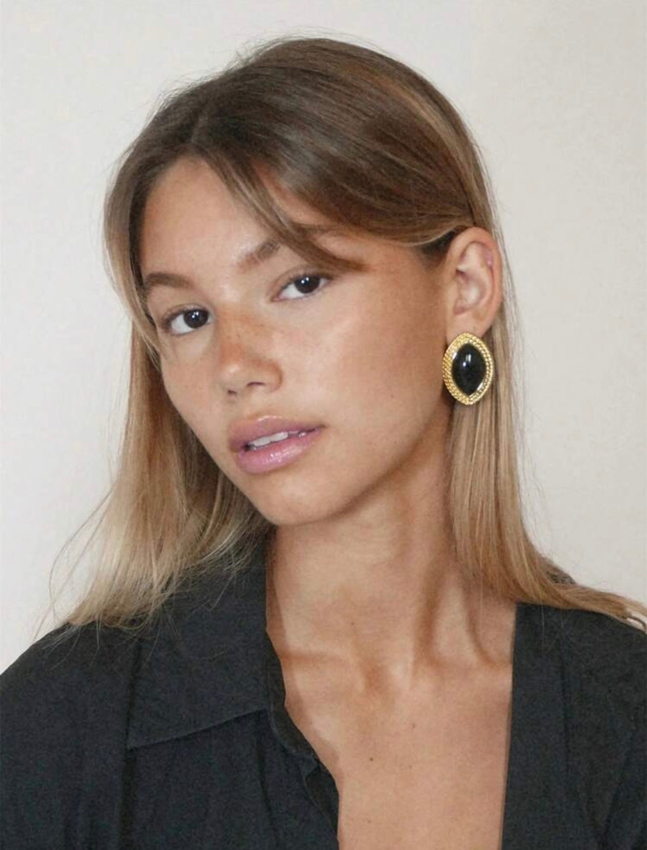 Black & Gold Cat Eye Earrings