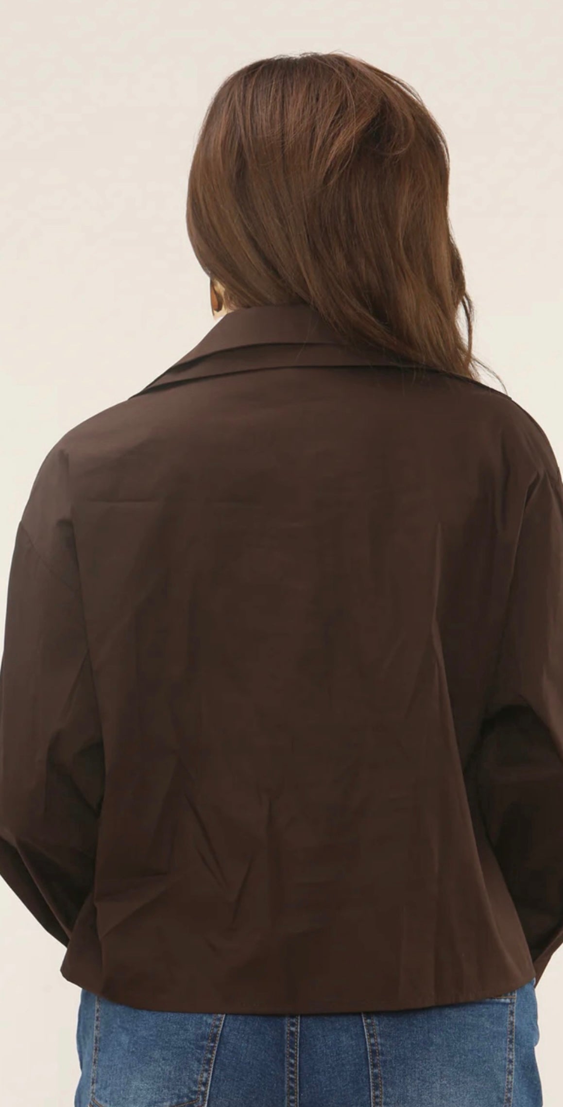 Brown Gold Brooch Embellished Shirt