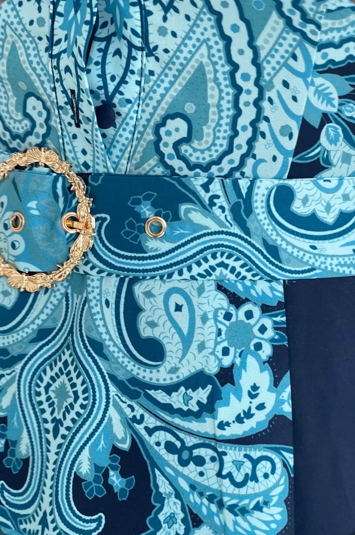 Holland Paisley Print Collar Mini Dress Navy