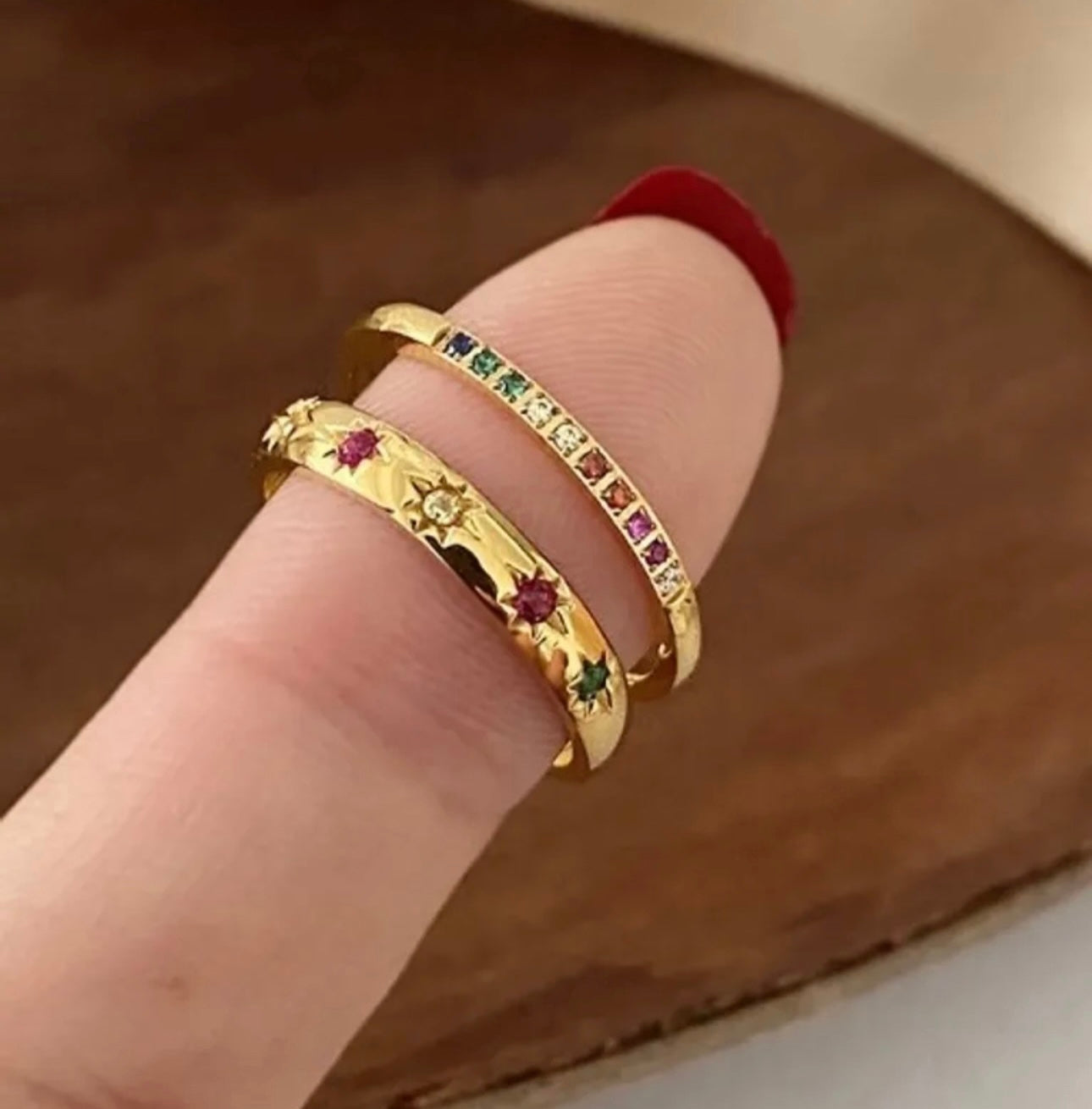 Celestial Gold Coloured Diamond 2 Piece Ring Set