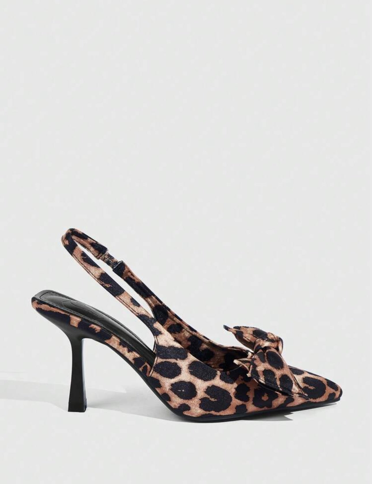 Satin Sheen Leopard Print Slingback Heels