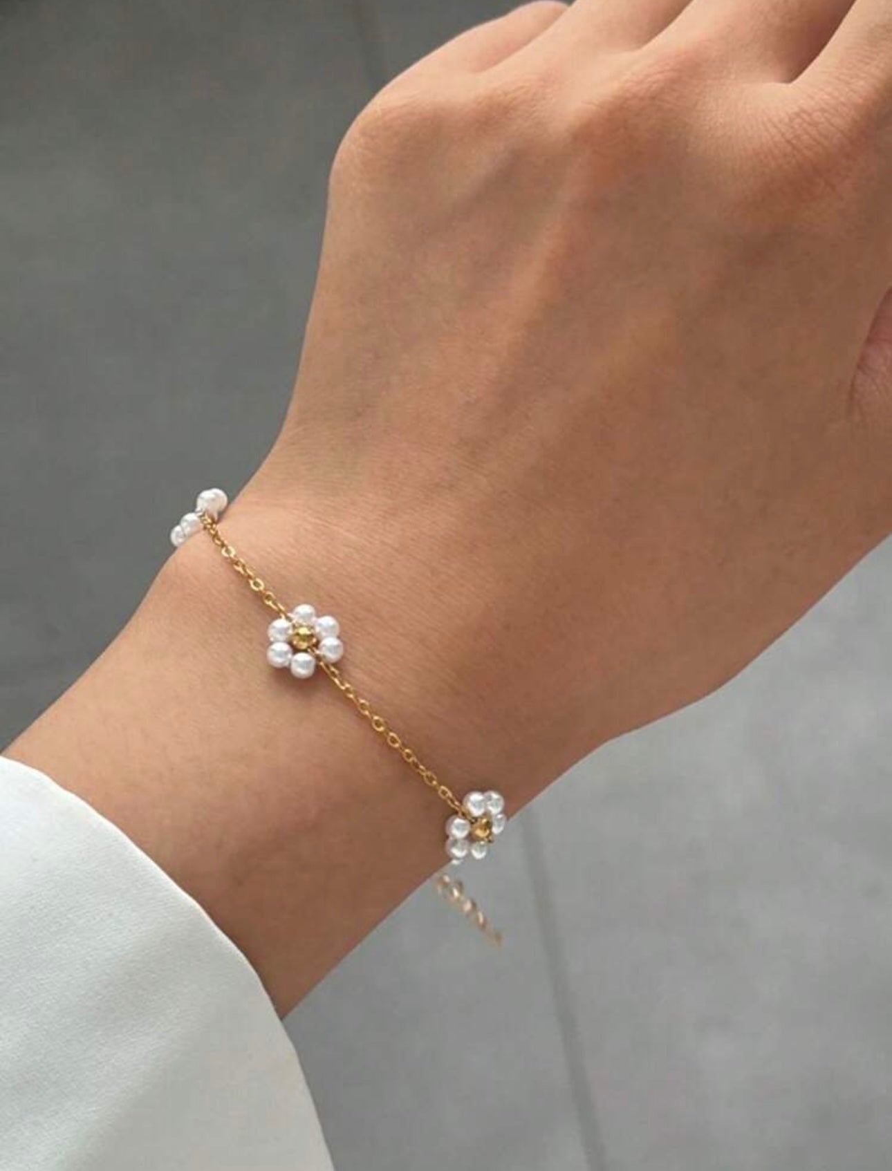 2 Piece Daisy Pearl Necklace & Bracelet