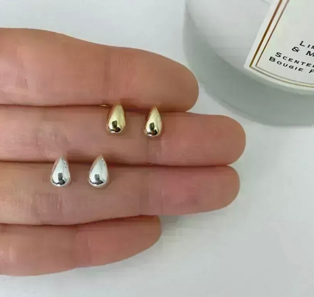 Miniature Silver Teardrop Earrings