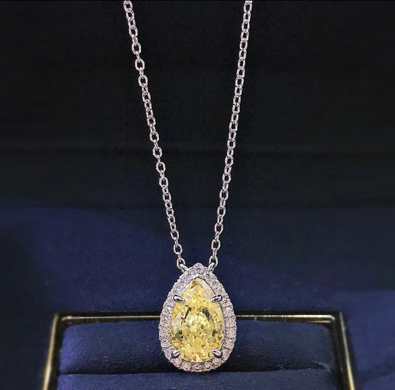 Silver Chain With Canary Yellow Pendant
