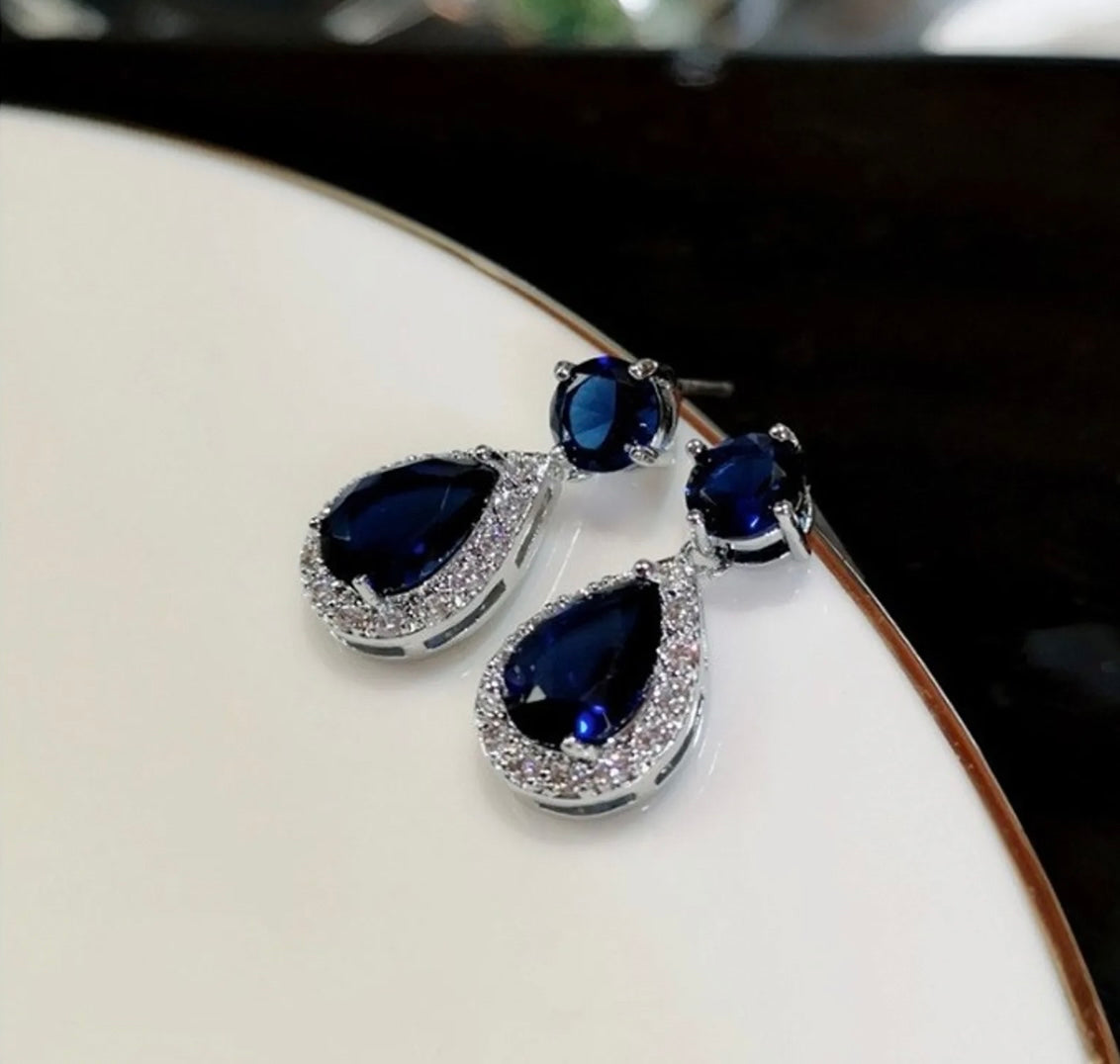Royal Blue Diamond Earrings