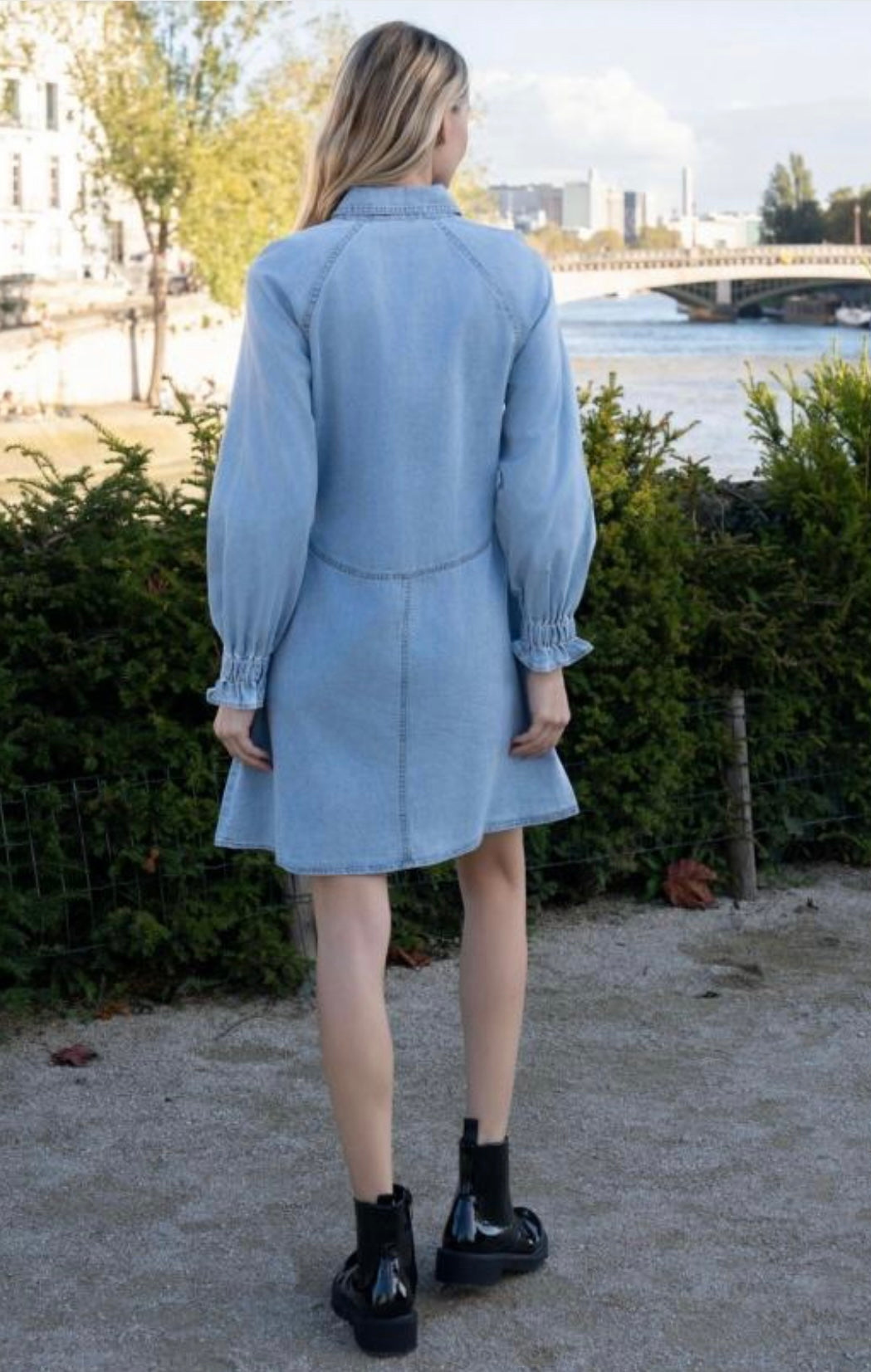 Kimmy Light Wash Long Sleeve Denim Dress