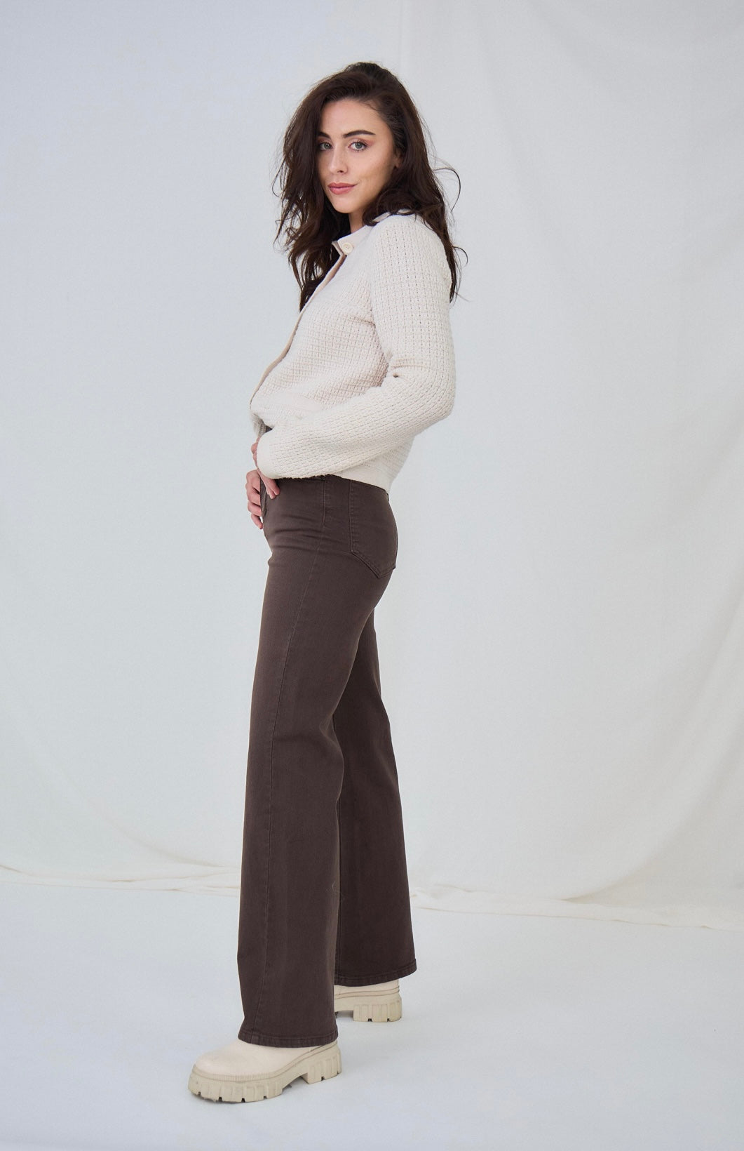 Brown Wide Leg Jeans