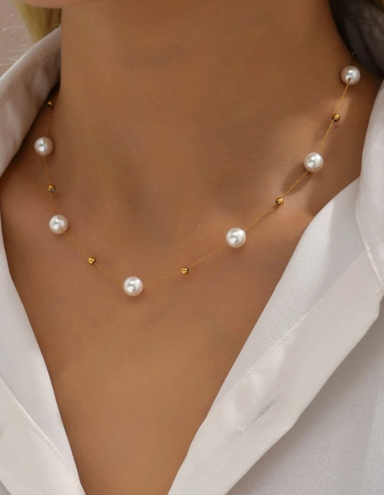 Gold & Pearl Dainty Detail Necklace