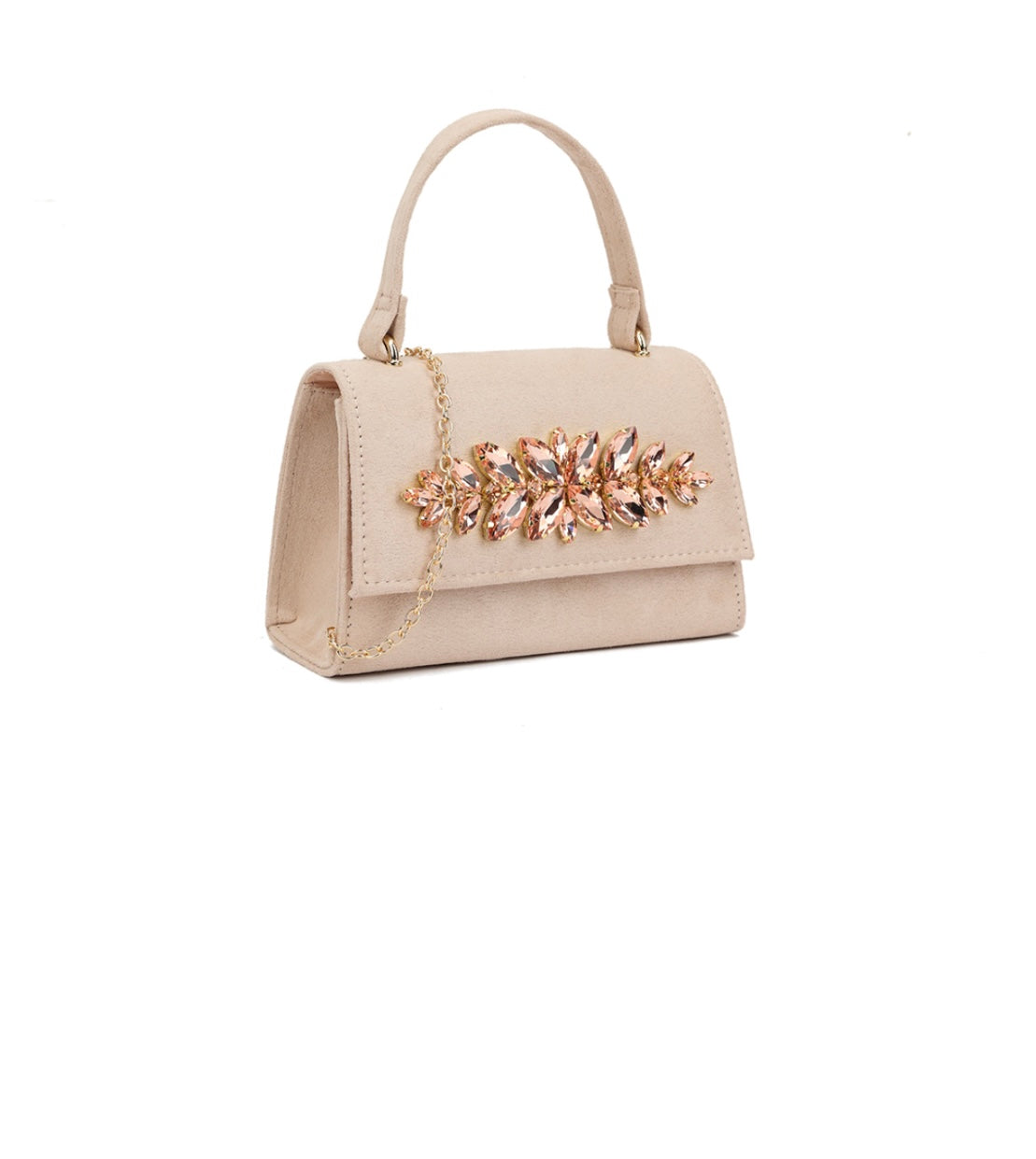 Nude Jewel Embellished Handbag