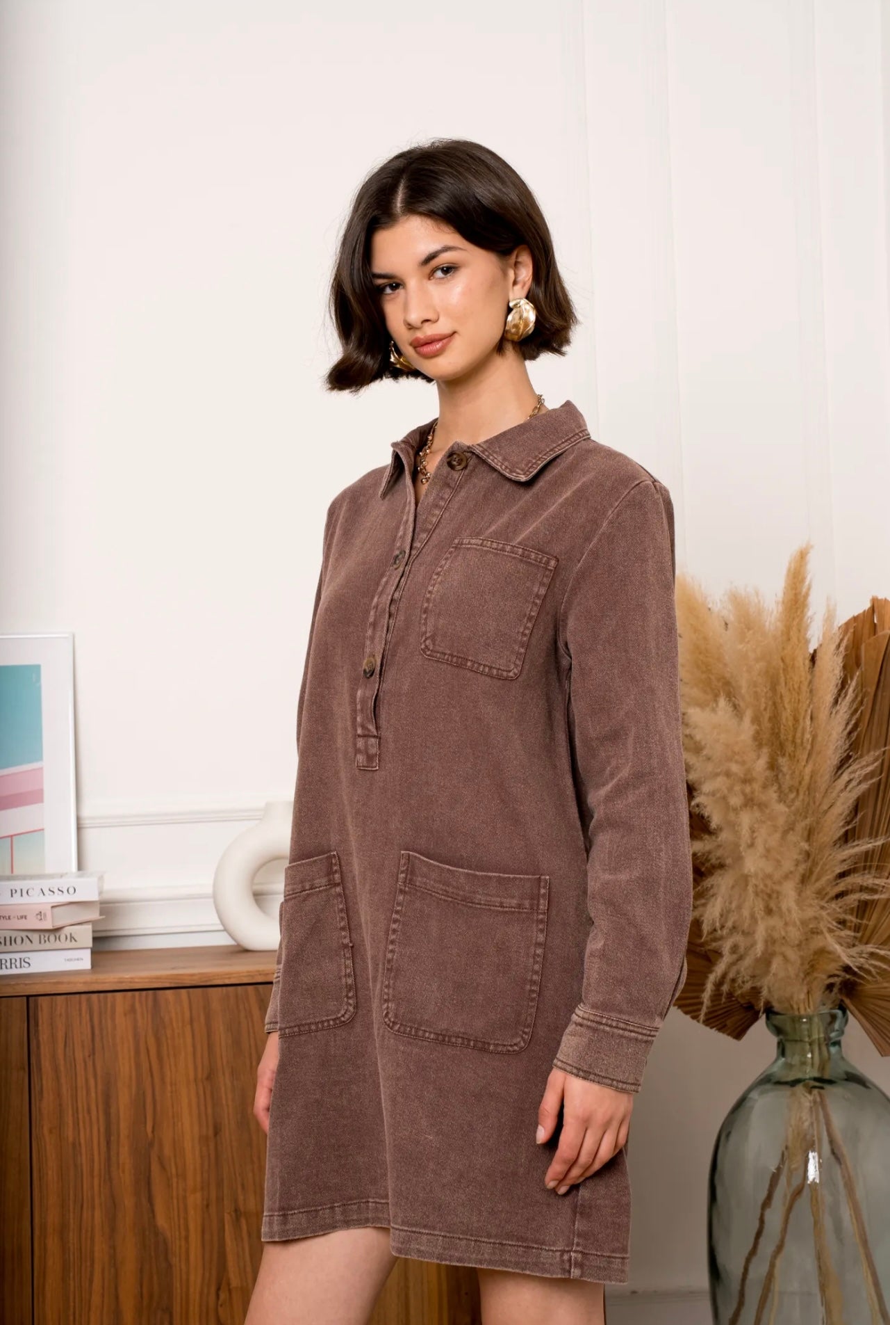 Brown Denim Dress