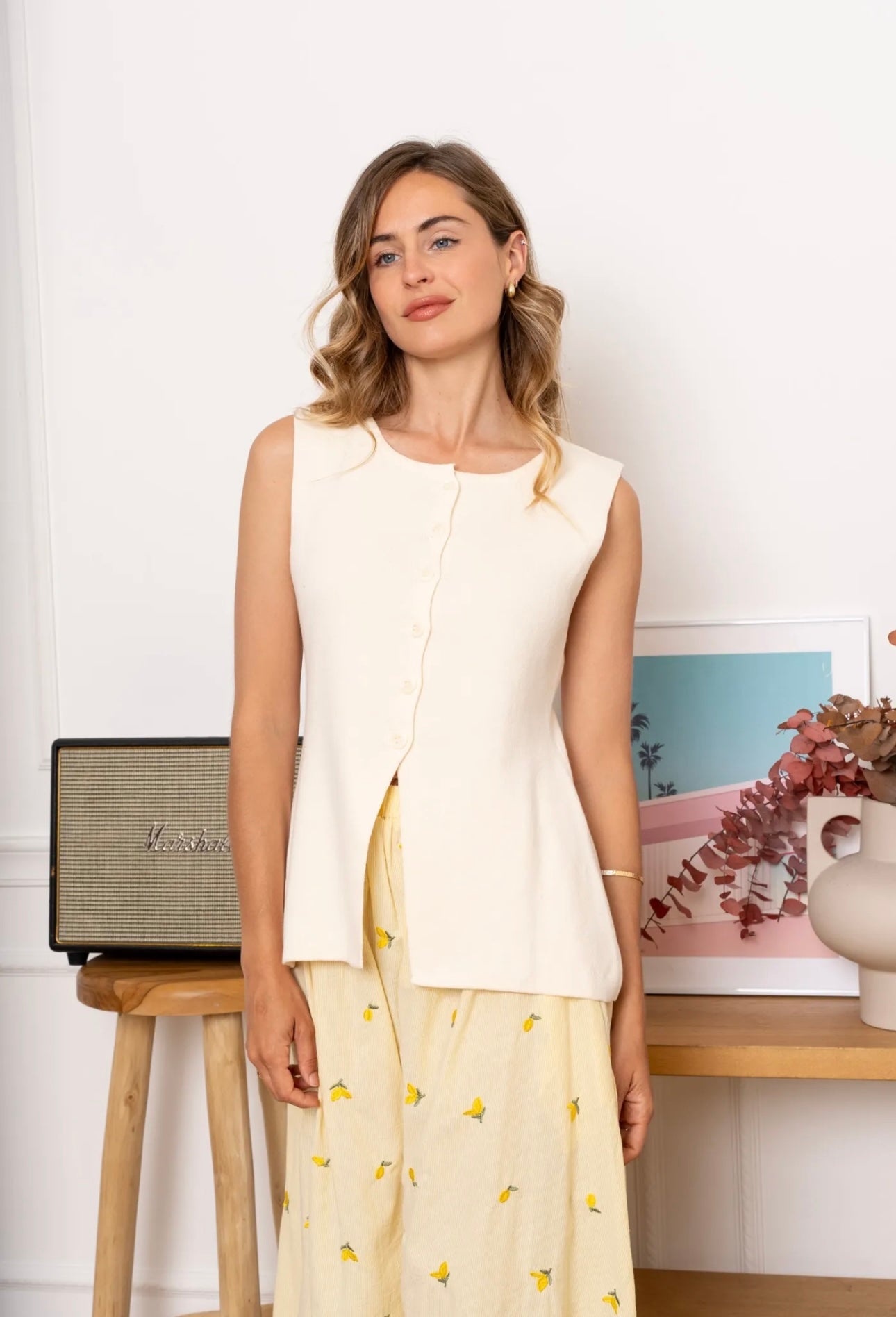 Alannah Cream Soft Knit Waistcoat