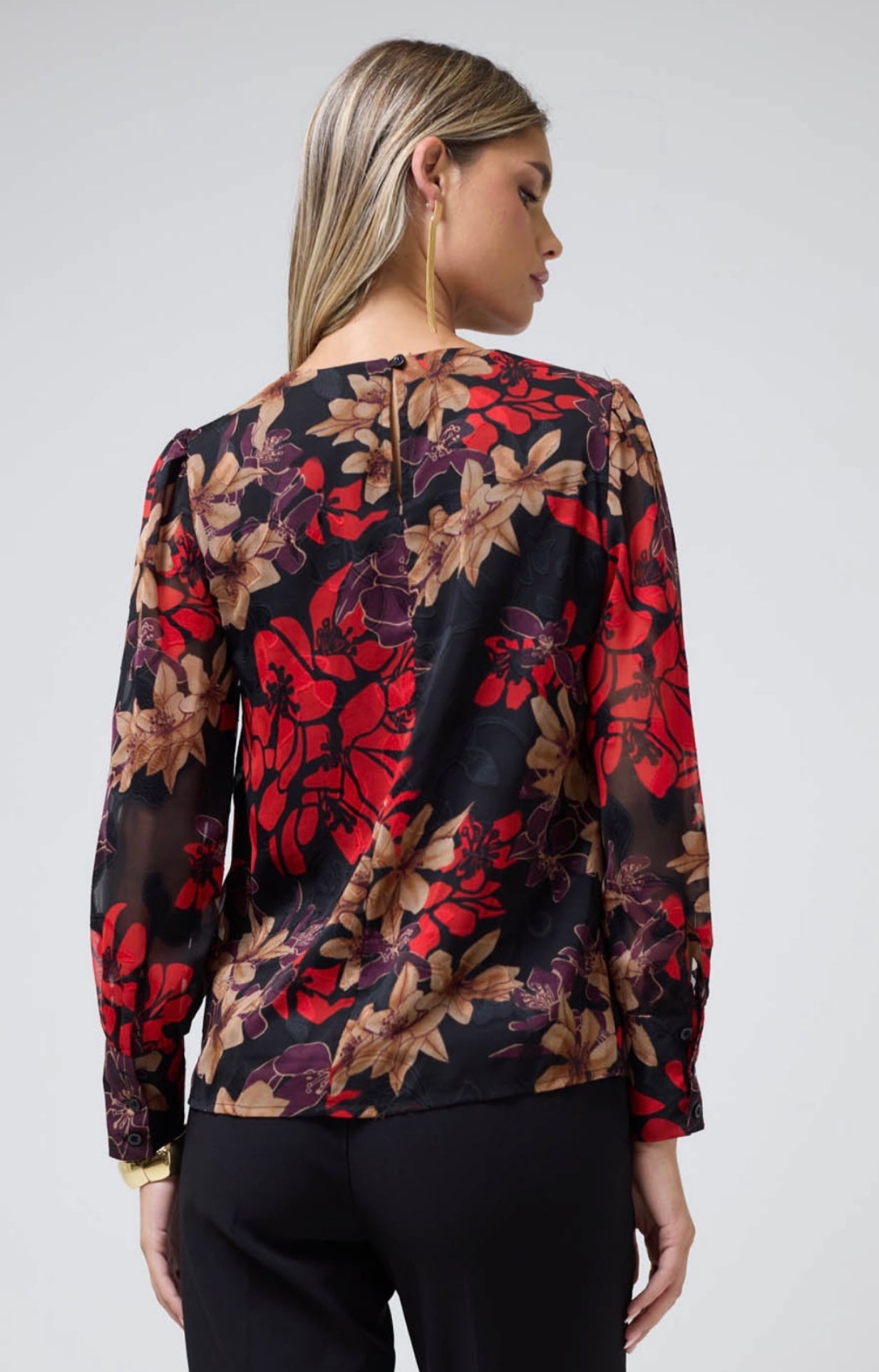 Alba Red & Black Floral Baroque Top