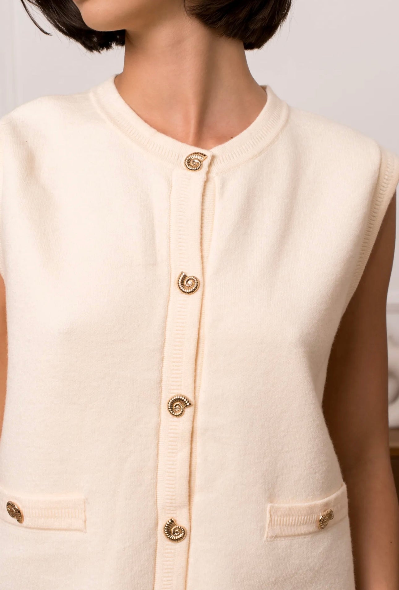 Cream Waistcoat With Statement Buttons