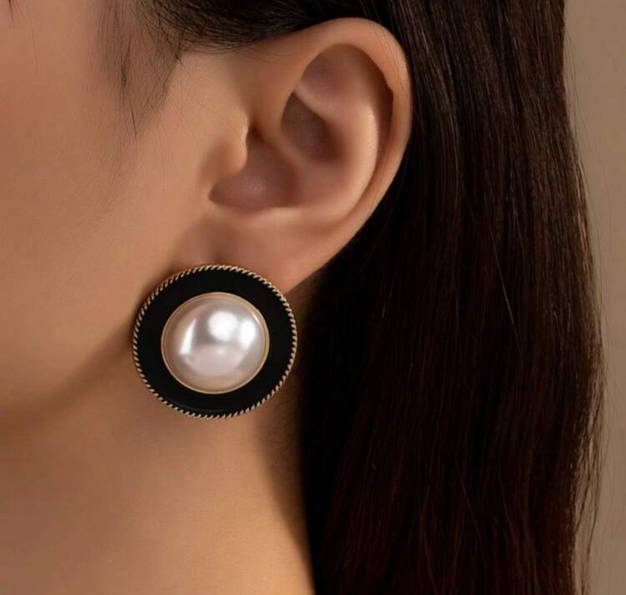 Oversized Black Pearl Earrings