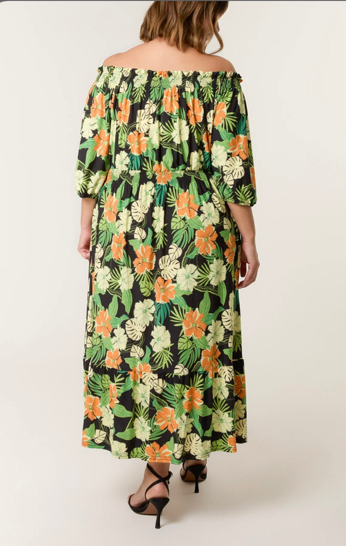 Curve Tropical Floral Bardot Dress (size 18,20,22,24)