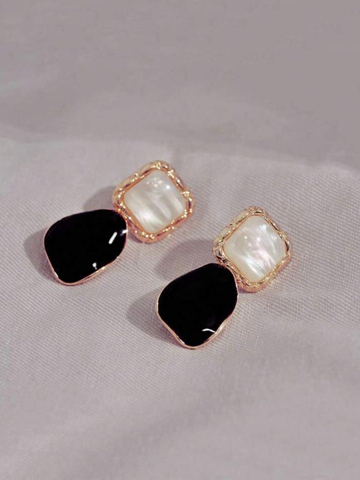 Black & Gold Patent Earrings