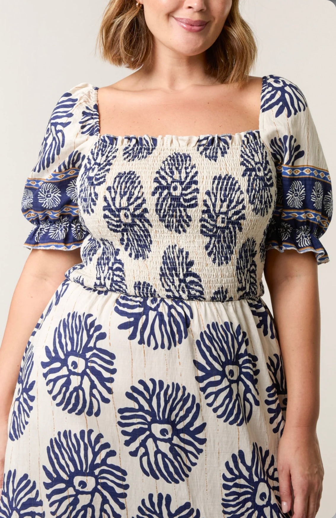 Curve Navy & Cream Maxi Dress (size 18,20,22,24)