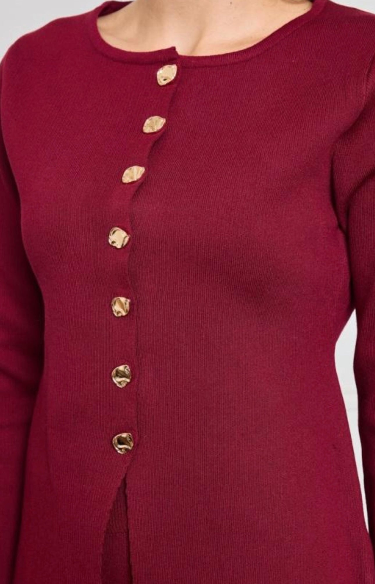 Burgundy Peplum Cardigan Top