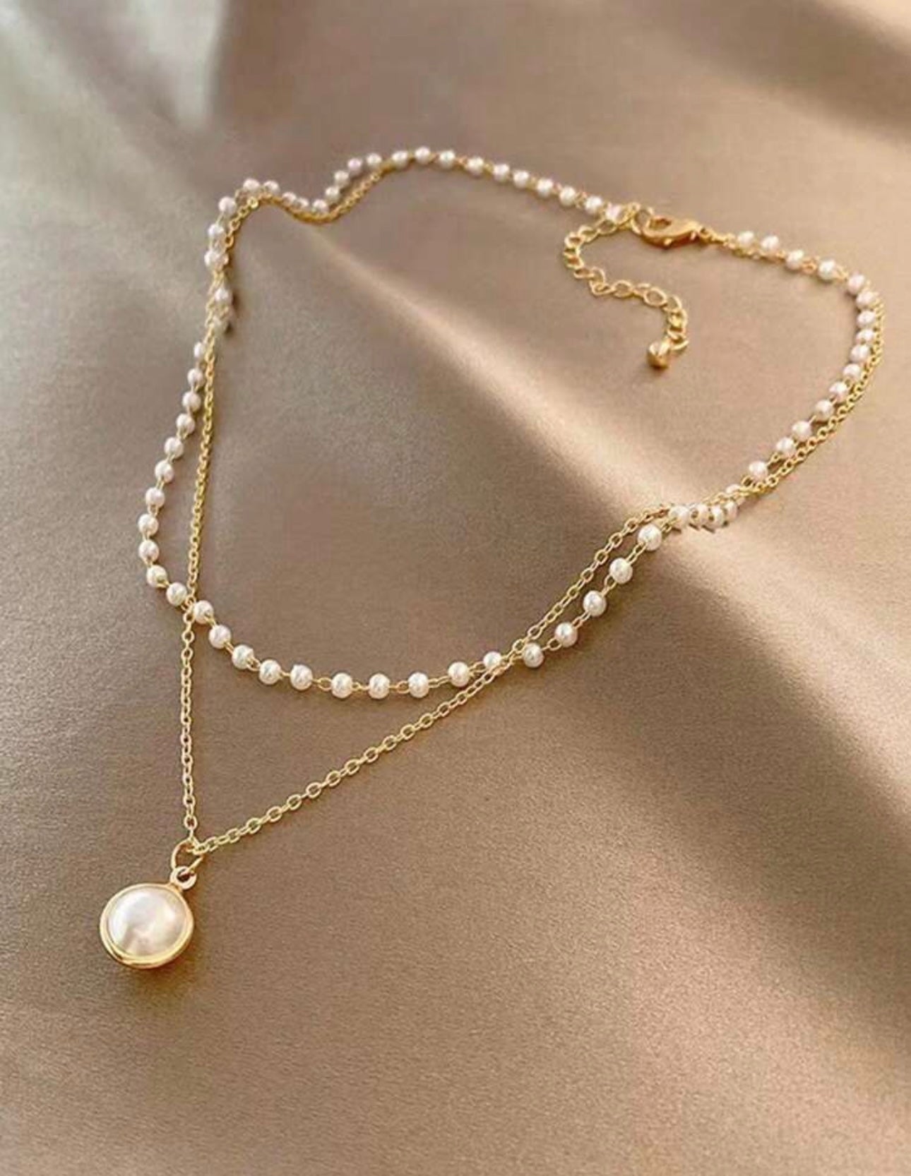 Gold & Pearl 2 Tier Necklace