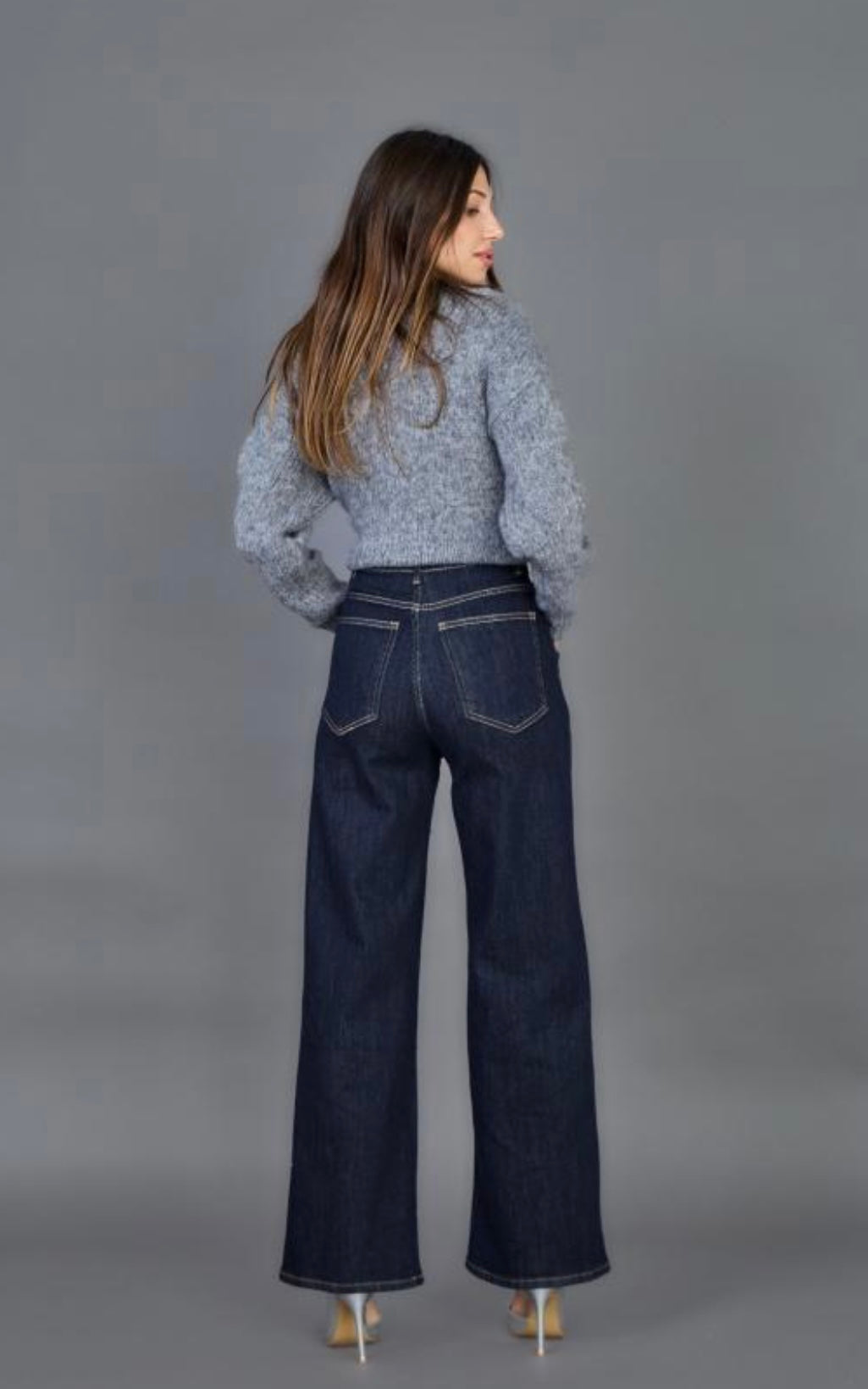90s Vintage Dark Denim Wide Leg Jeans