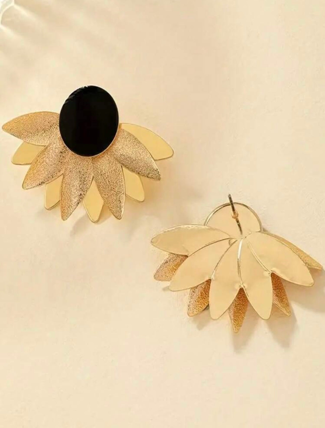 Black & Gold Half Moon Earrings