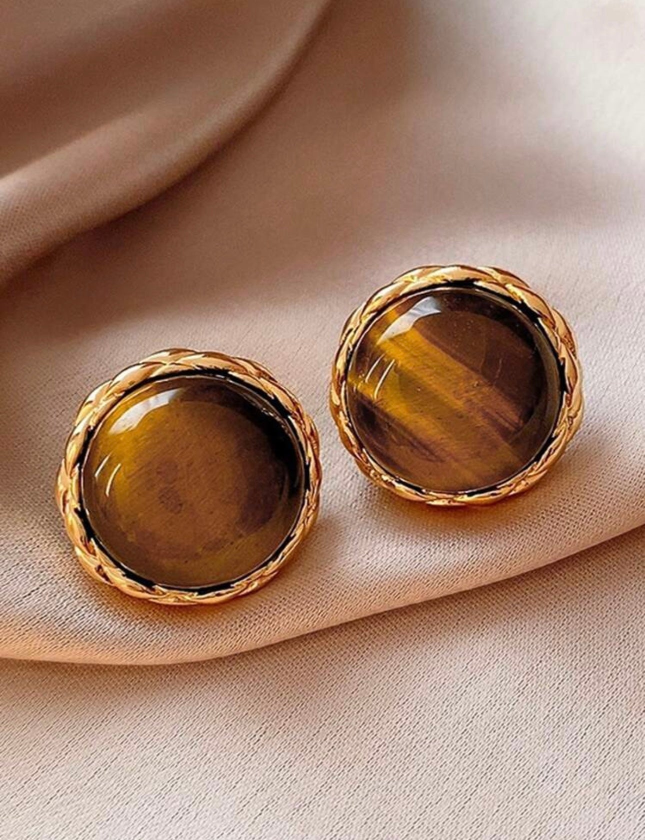 Large Gold & Brown Earrings