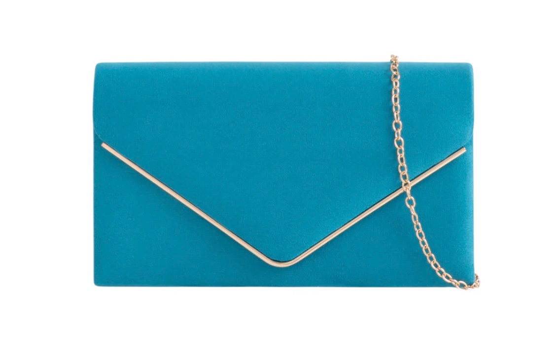 Teal Velvet Clutch Bag
