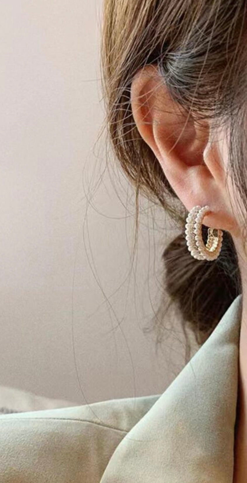 Gold Pearl Hoops