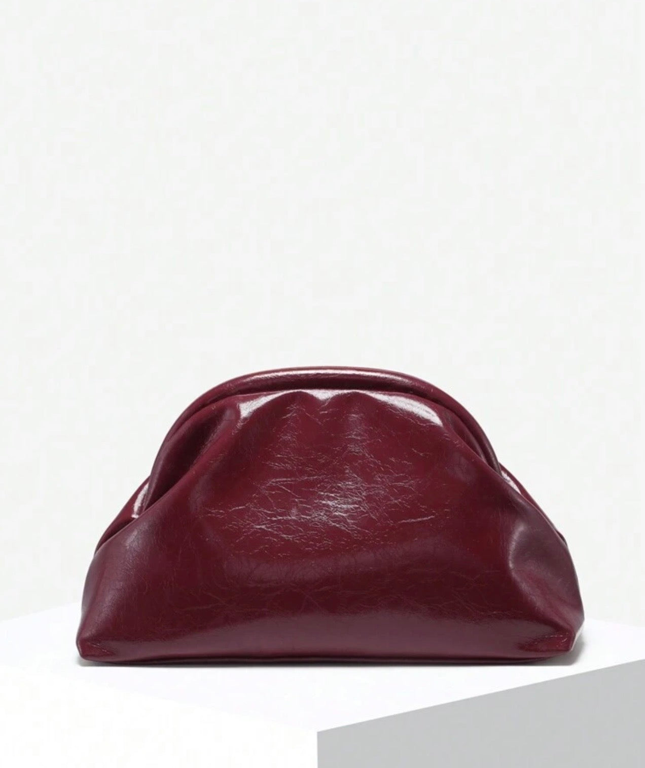 Burgundy Studded Clutch Bag