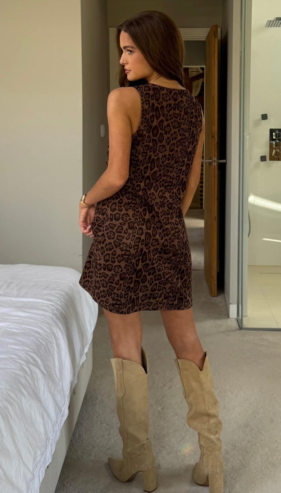 Sigrid Suede Leopard Print Dress