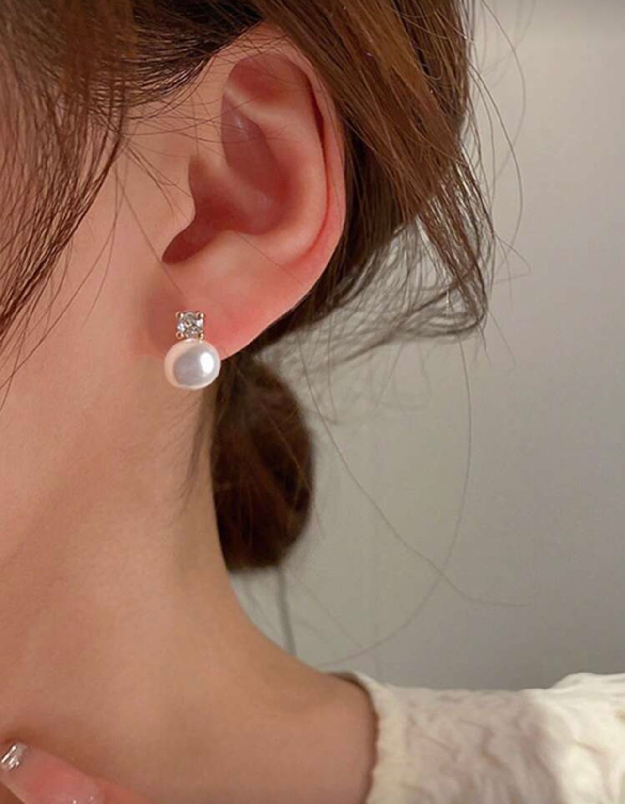 Diamanté Gold Pearl Drop