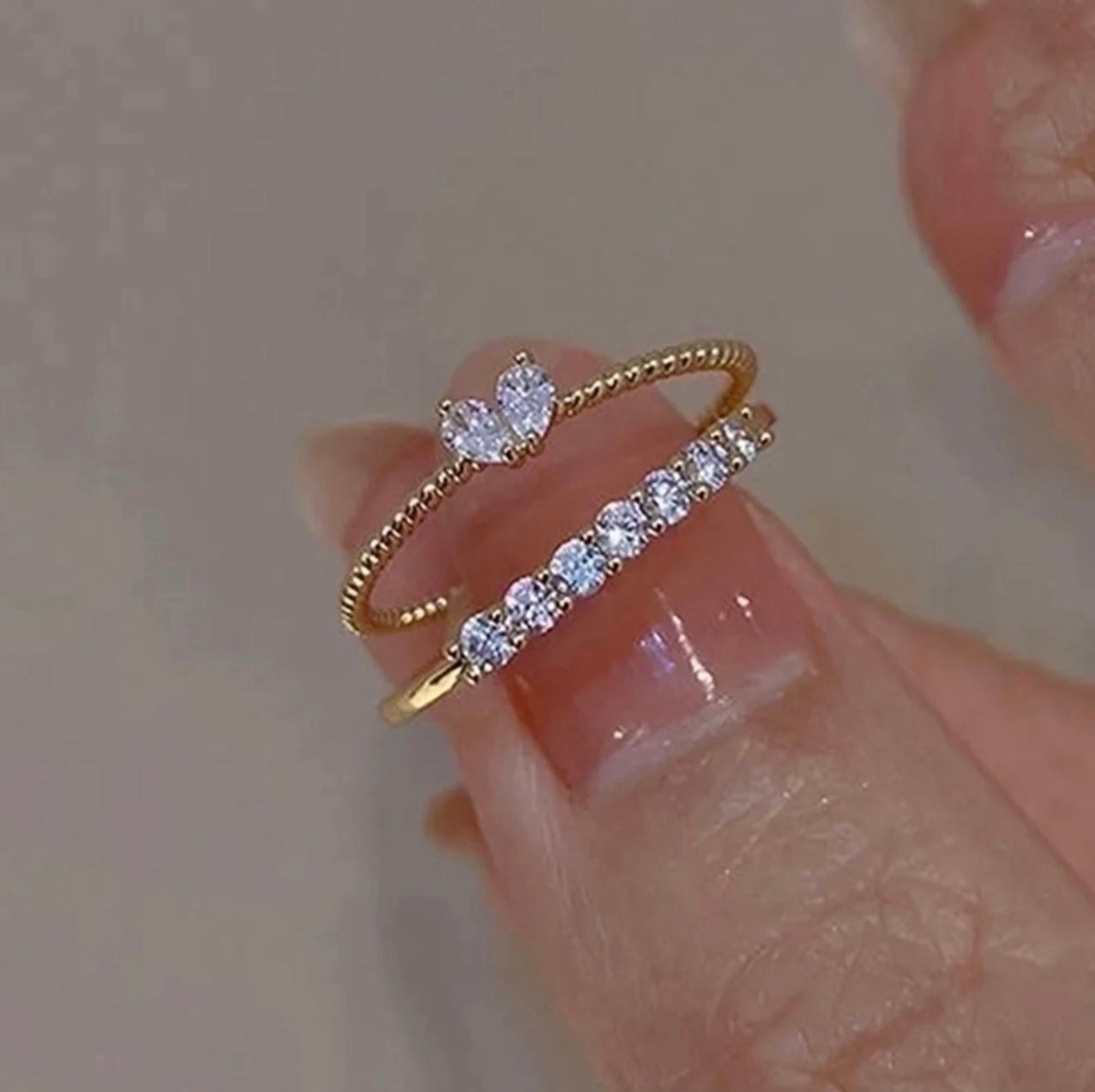 Gold Costume 2 Piece Ring Set