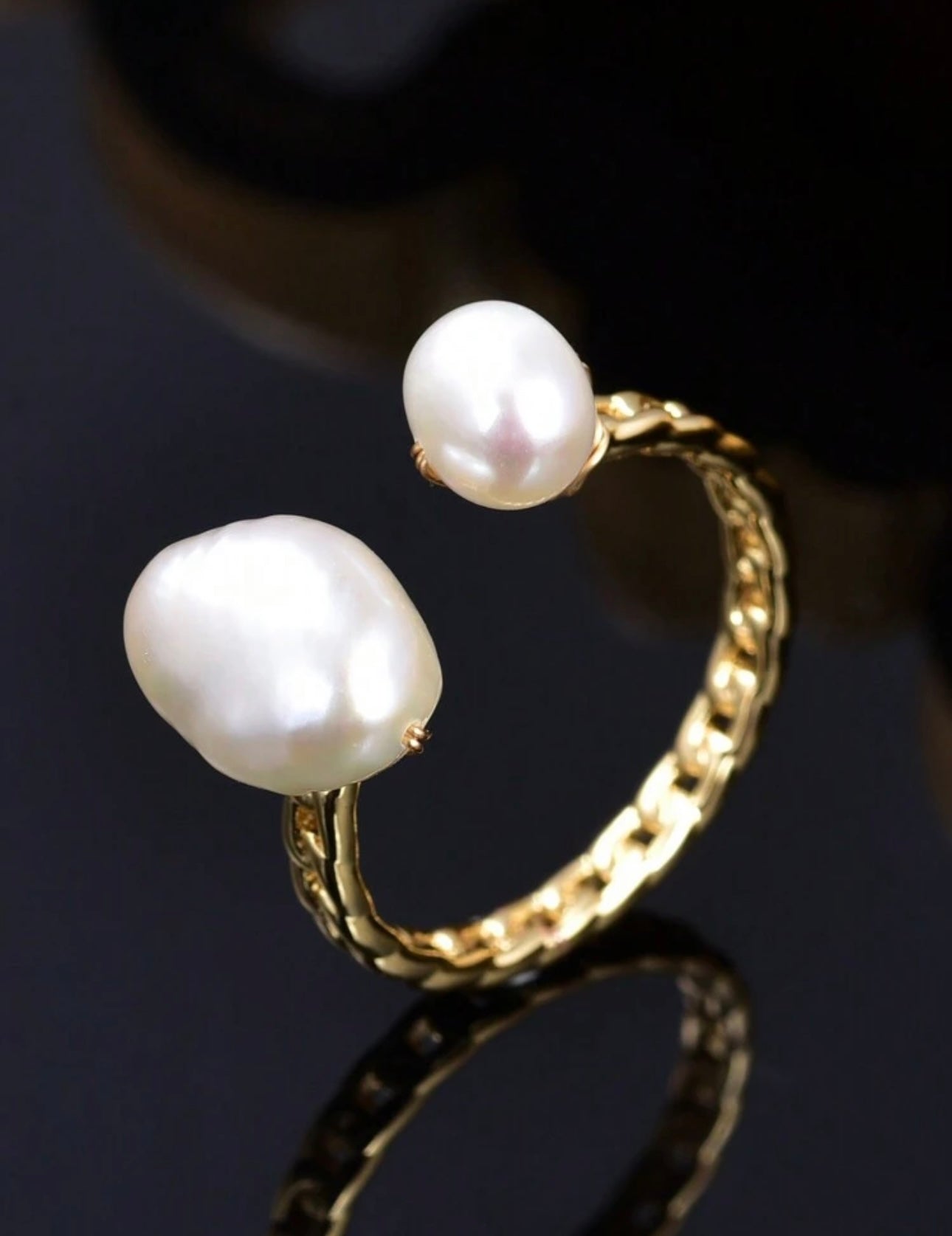 Pearl & Gold Shoe Horse Ring